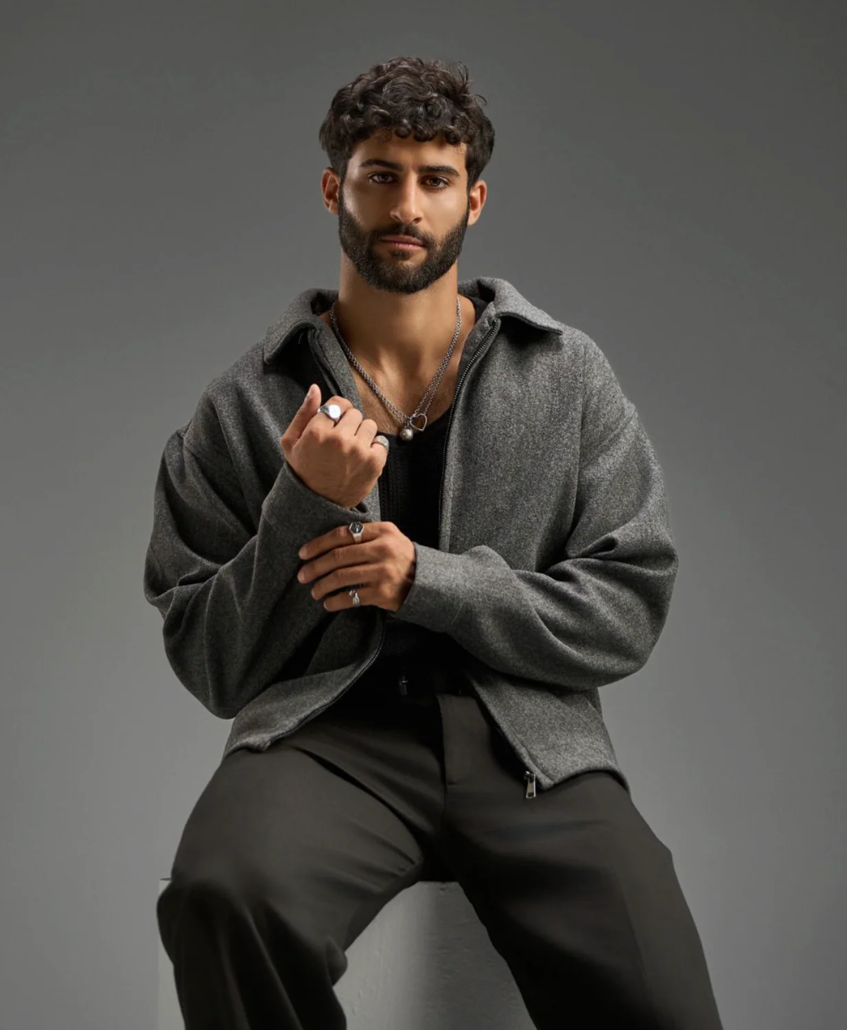 Wool Zip-Up - Gris Carbón - Image 3